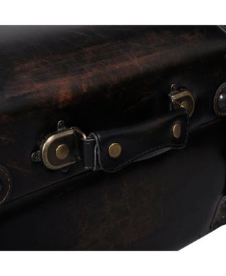 Storage Bench 43.7" Dark Brown Solid Wood Pine&Faux Leather