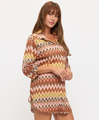 Women's Knit Sonic Wave Button Down Swim Shirt