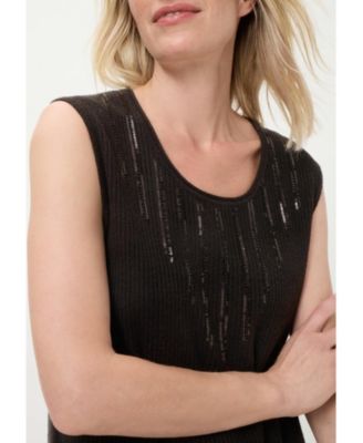 Women's Rib Knit Shell with Sequin Detail