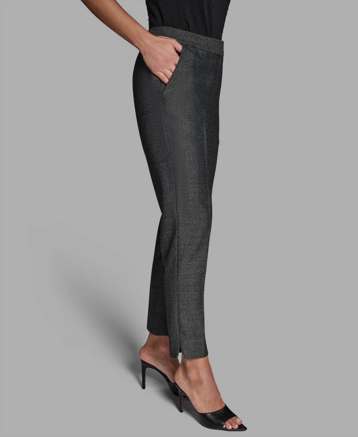 Bcbg Women's High-rise Straight Novelty Pants In Gray