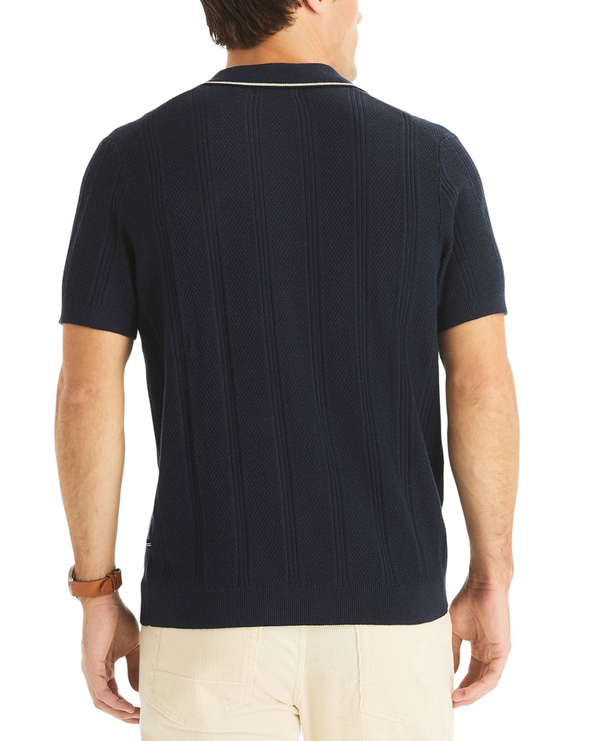 Nautica Men's Textured Open Front Polo Sweater
