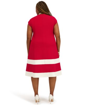 Women's Cap Sleeve Knee Length Fit & Flare Dress, Regular and Plus Size
