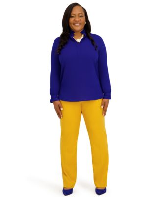 Women's V-Neck Long-Sleeve Top, Regular and Plus Size