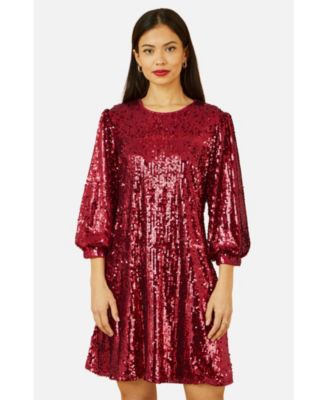 Women's Balloon Sleeve Sequin Mini Dress