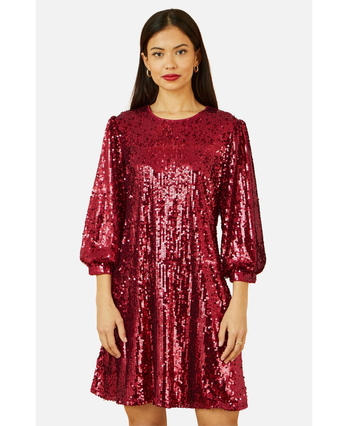 Yumi Women's Balloon Sleeve Sequin Mini Dress