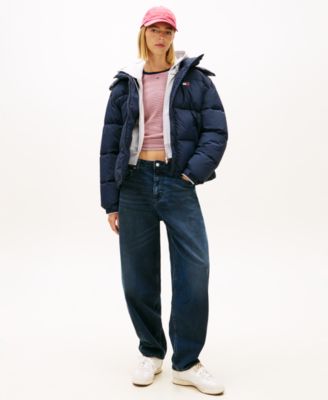 Women's Oversized Hooded Flag Puffer Jacket