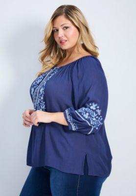 Women's Plus Size Anna Embroidery Detail Top