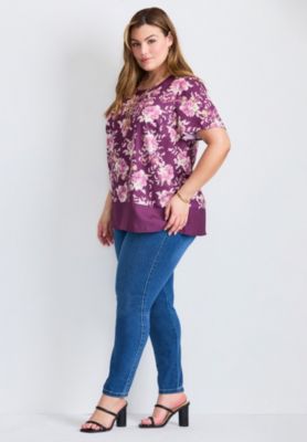 Women's Plus Size Color Block Hem Top