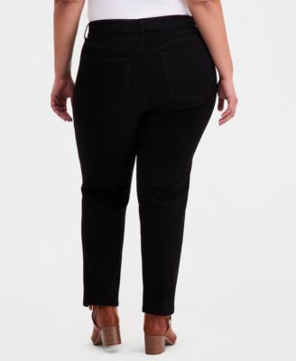 Plus Size Pull-On Shaping High-Rise Straight-Leg Jeans, Macy's Exclusive