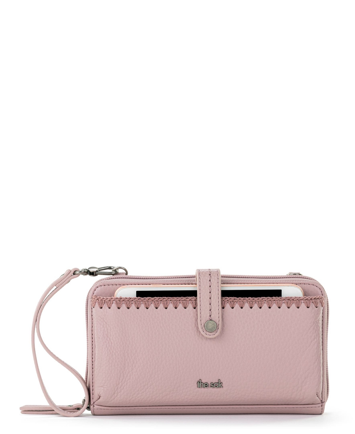 The Sak Iris Leather Smartphone Convertible Crossbody Wristlet In Pink