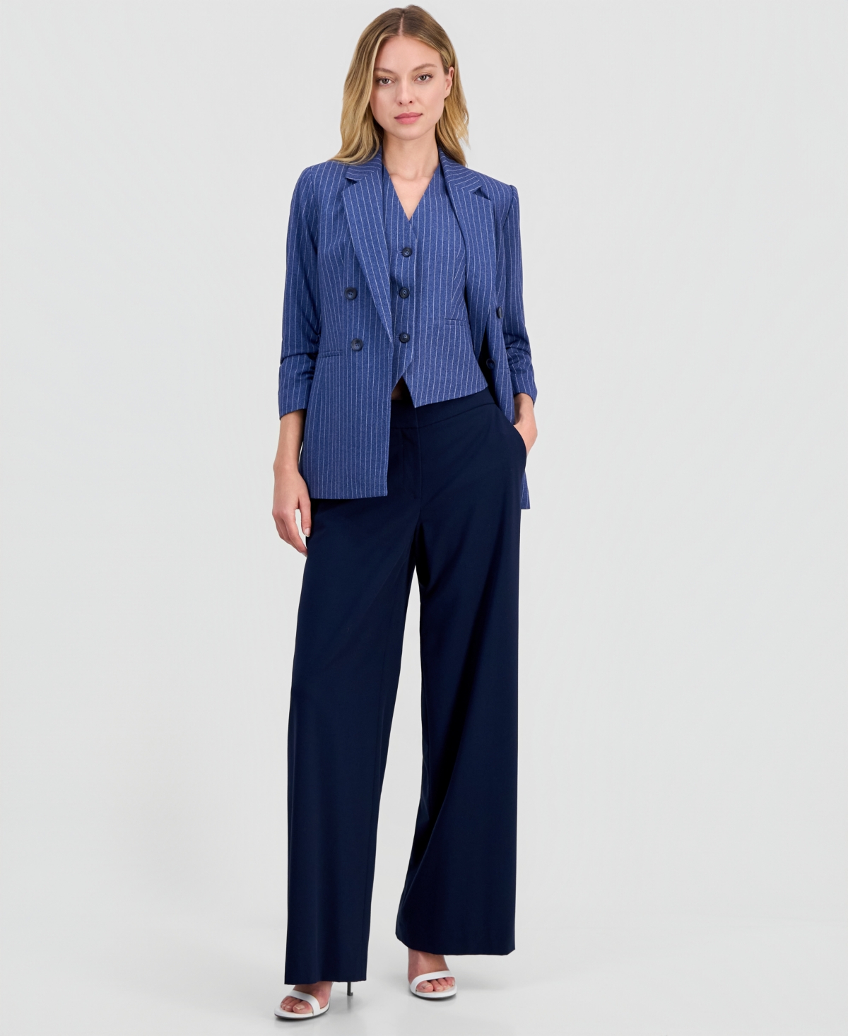 Bar Iii Women's Pinstripe V-Neck Vest, Macy's Exclusive