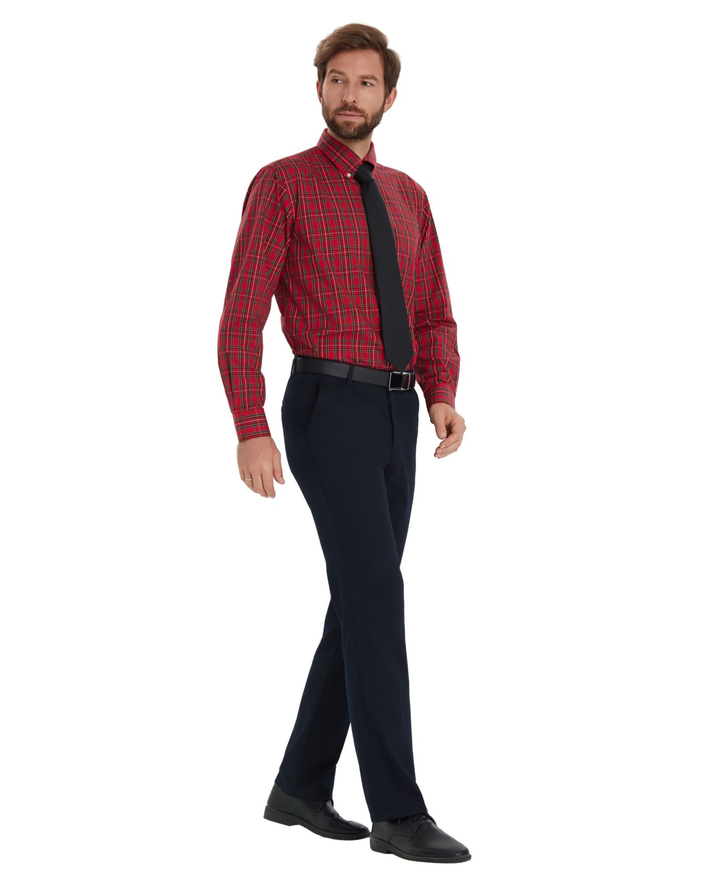 Мужская рубашка Club Room Stewart Tartan Regular-Fit Dress Shirt, цвет: Красный — фото 6