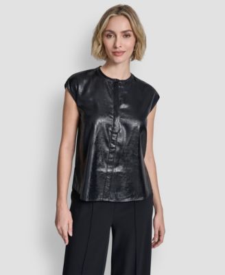 DKNY - Women's Crewneck Button-Front Top