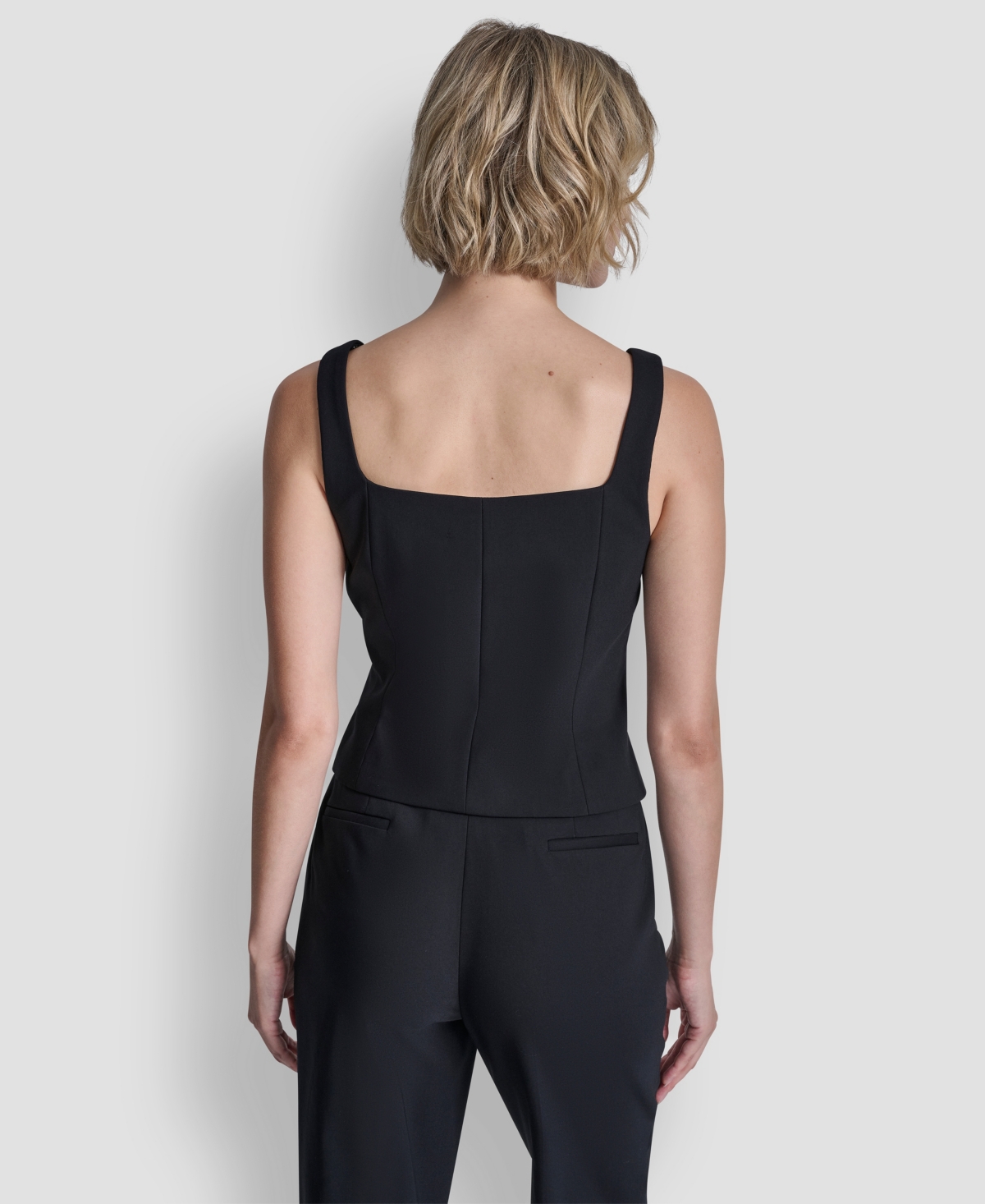 Dkny Women's Button Front Vest Top In Black