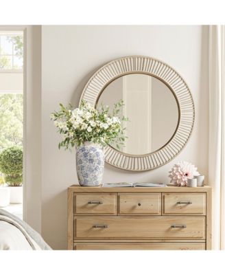 Vintage Blue Floral Vase with Handles, Decorative Ceramic Jar for Farmhouse Decor