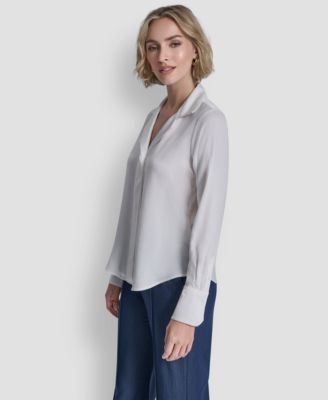 Women's Collared Button-Up Blouse