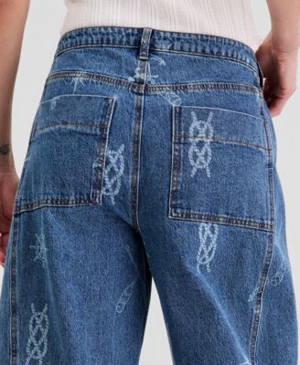 Women's Nautical Print Barrel-Leg Jeans, Macy's Exclusive