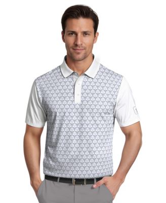 Men's Technical Linear Color-Block Short-Sleeve Polo Shirt