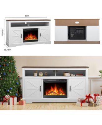 Electric Fireplace with Mantel-60'',Wall Mounted Recessed/Insert Fireplace Heater, 4 Flame Colors &12 Crystal Bed Colors with  Remote Control