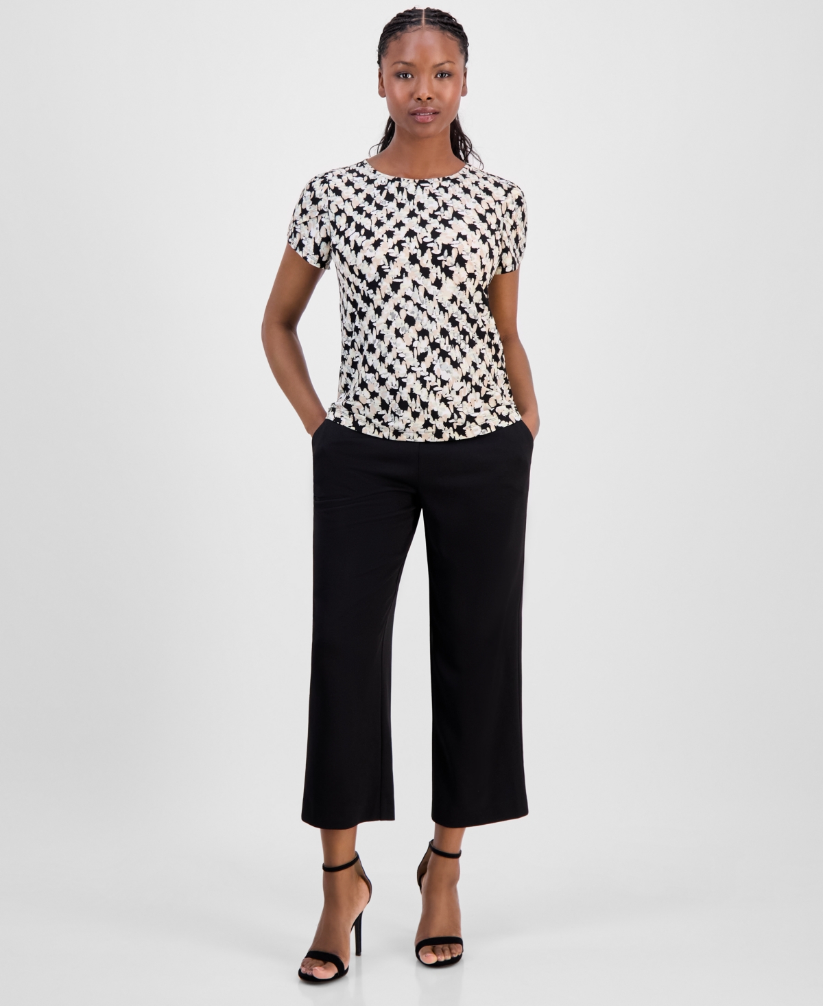Ak Anne Klein Petite Tulip-Sleeve Top