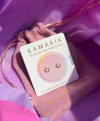 Flower Stud Earrings With Lab-Grown Opal in 14k Gold Plated Sterling Silver