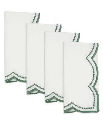 Embroidered Polka Dot Napkins with Scallop Edge, Set of 4