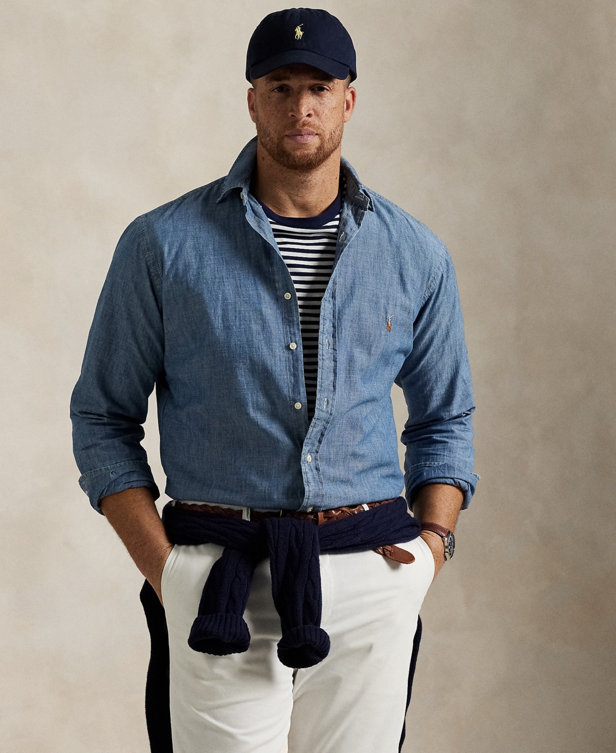 Мужские Polo Ralph Lauren Men's Big & Tall Indigo Chambray Shirt — фото 1