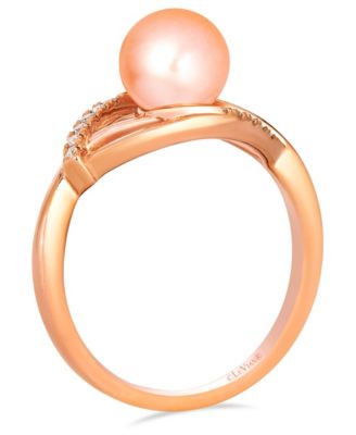 Freshwater Pearl (7-8mm) & Nude Diamond (0.08 ct. t.w.) Ring in 14k Strawberry Gold