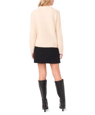 Women's Valentine's Crewneck&nbsp;Broken Heart Motif Long-Sleeve Sweater