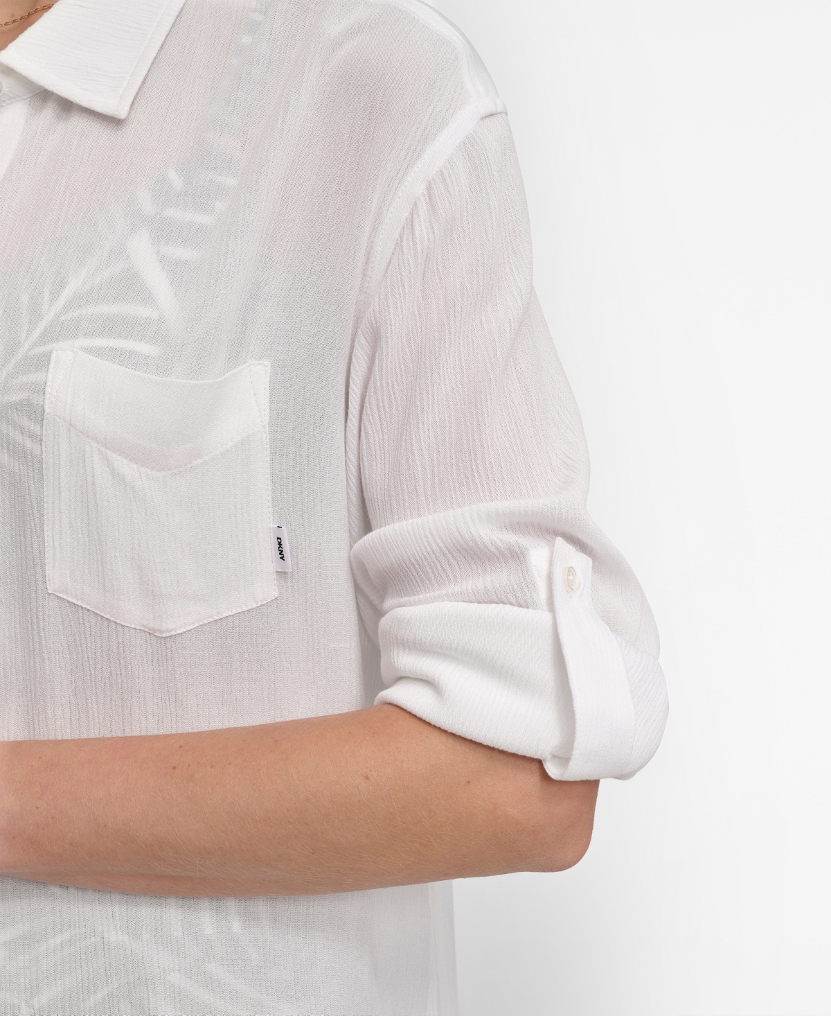 Dkny Women's Gauze Collared Button-Front Beach Shirt