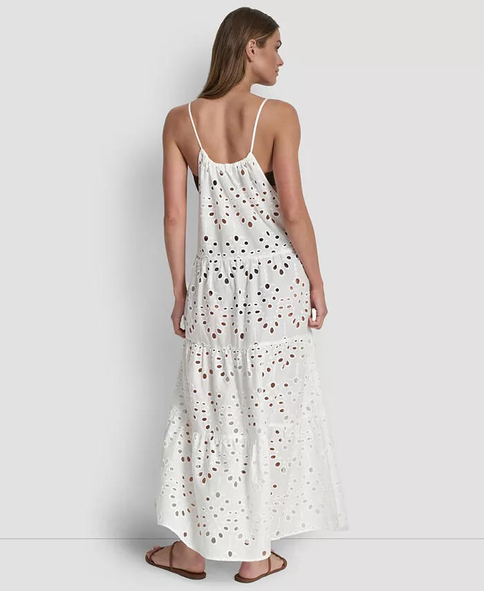 Women's Tiered Eyelet Maxi Dress Swim Cover-Up - thumbnail 7