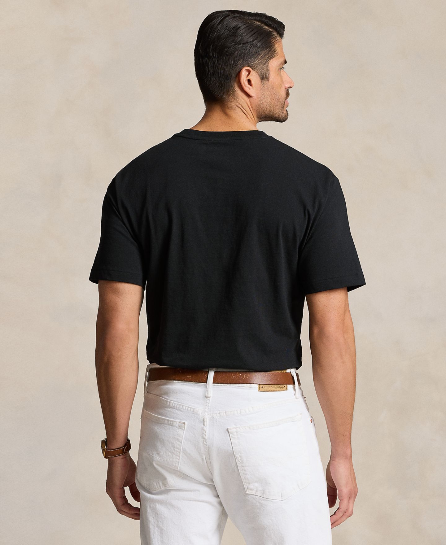 Мужская футболка Polo Ralph Lauren Big & Tall Crew-Neck Pocket, цвет: Чёрный — фото 4