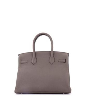 Birkin 30 Handbag Grey Clemence with Palladium Hardware