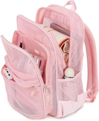 Mesh Backpack Heavy Duty, See Through School Backpack Transparent Bookbag for Swimming, Beach, Sports, Work, Travel