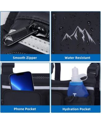 Running Vest Chest Pack with Hydration Bottle & Reflective Gear, Sport Chest Bag for Men & Women (Slate)