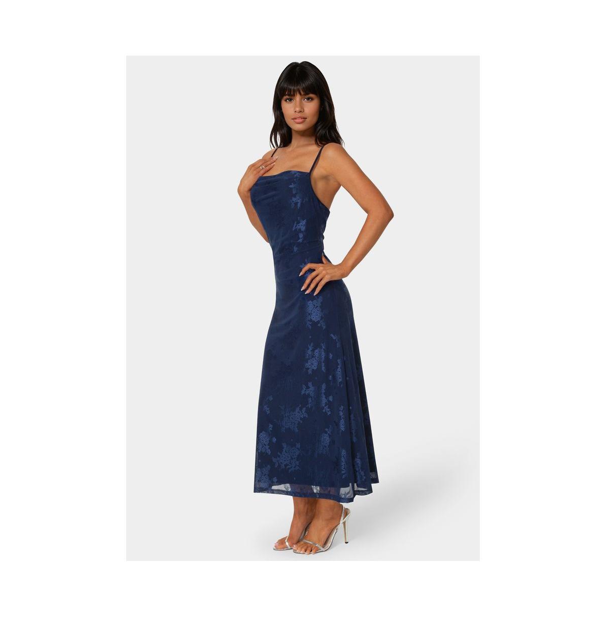 Bebe Women's Jacquard Mesh Cowl A-Line Maxi Dress