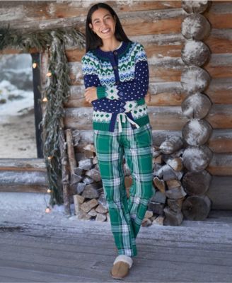 Women's Tall Pajama Gift Set - Knit Long Sleeve Top and Flannel Pants