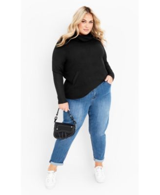 Women's Plus Size Ash Turtleneck Close Fit Sweater
