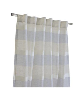 100% Polyester Nathan Stripe Sheer Faux LinenDual Header Curtain Panel