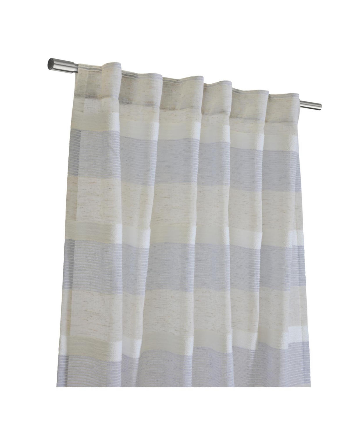 Habitat 100% Polyester Nathan Stripe Sheer Faux LinenDual Header Curtain Panel