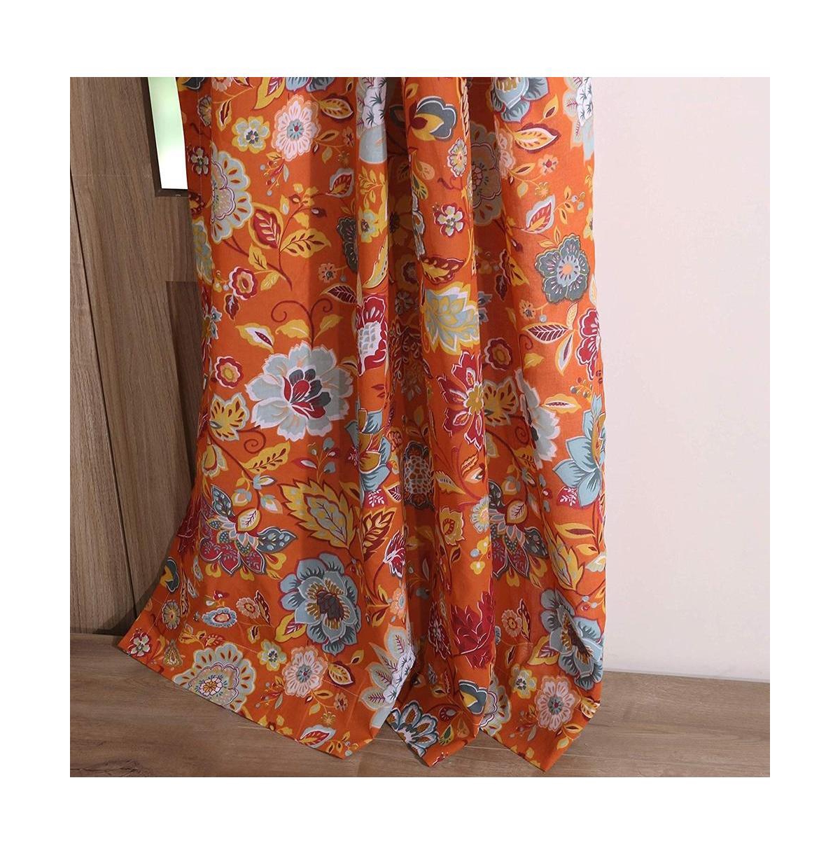 Greenland Home Fashion Astoria Festive Window Curtain Panel Pair With 3" Rod Pocket - Spice 42x63"