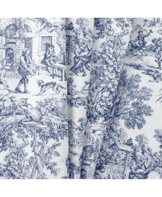 Victoria Park Toile Water Proof Room Darkening Blackout Tailored Window Valance - 70 x 12" Blue