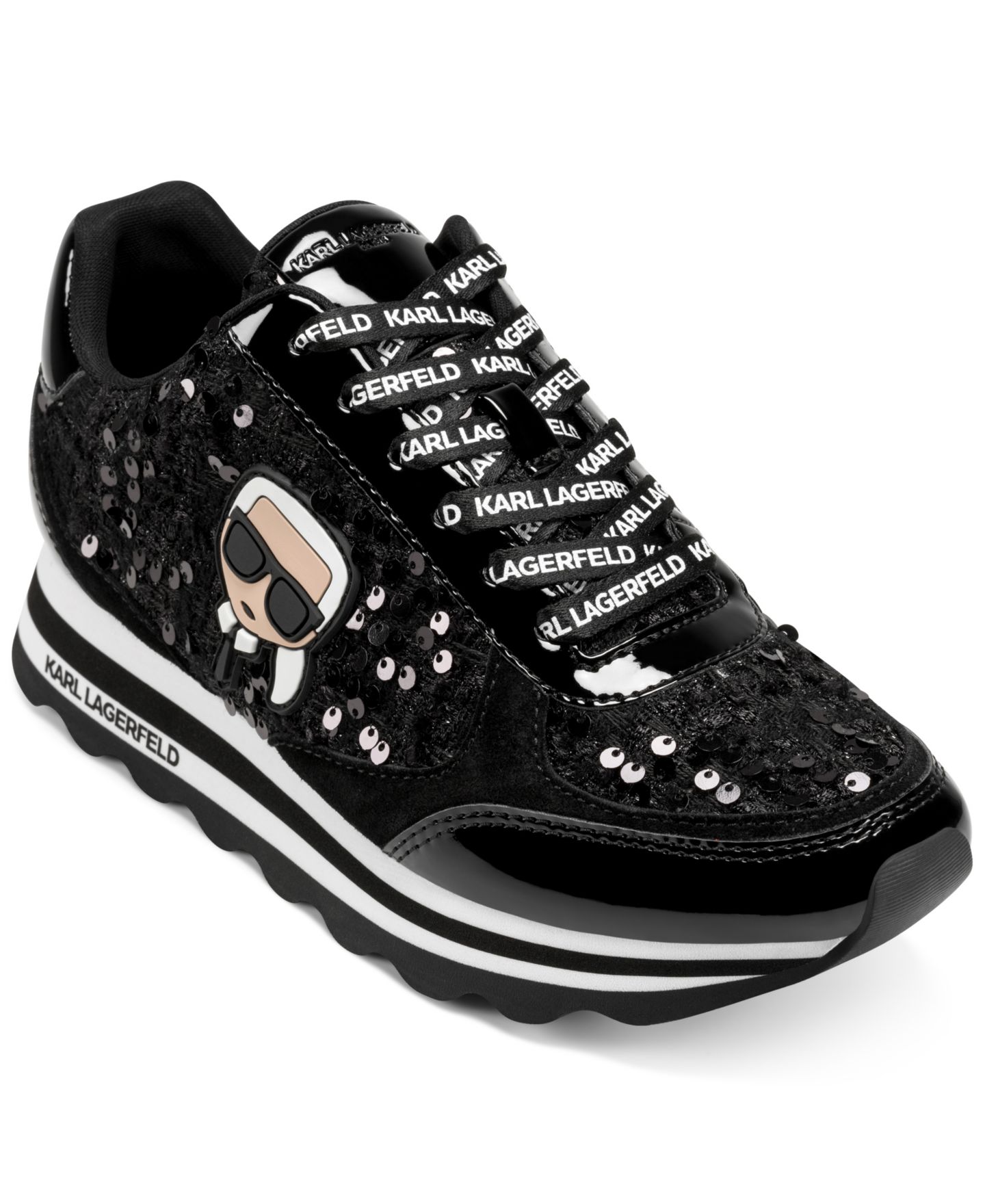 Женские кроссовки KARL LAGERFELD PARIS Meade Lace-Up, цвет: Чёрный — фото 1