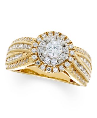 Macy's - Diamond Halo Ring (1 ct. t.w.) in 14K Two-Tone Gold