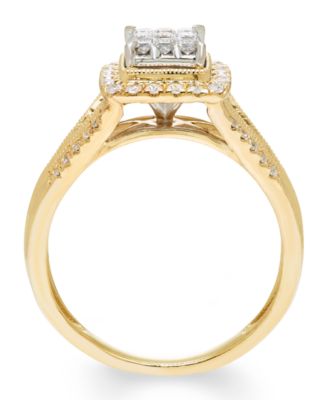 Diamond Multi Princess Halo Ring (1/2 ct. t.w.) in 14k Two-Tone Gold