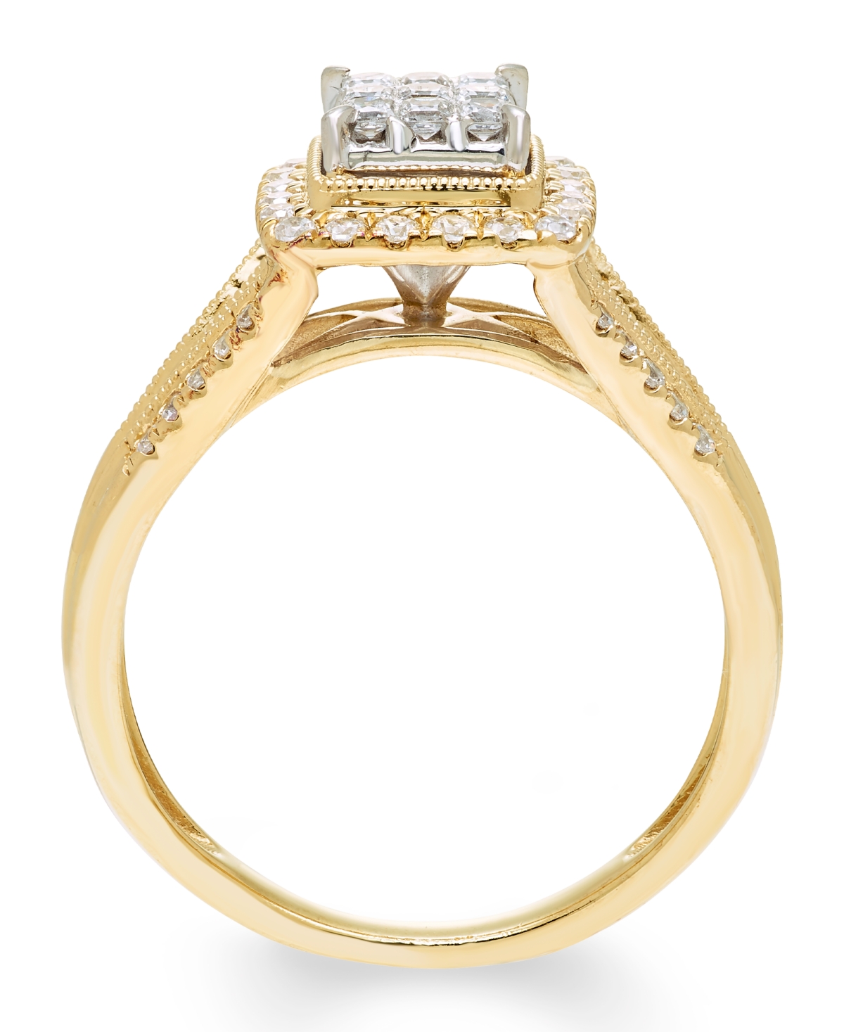 Macy's Diamond Multi Princess Halo Ring (1/2 ct. t.w.) in 14k Two-Tone Gold