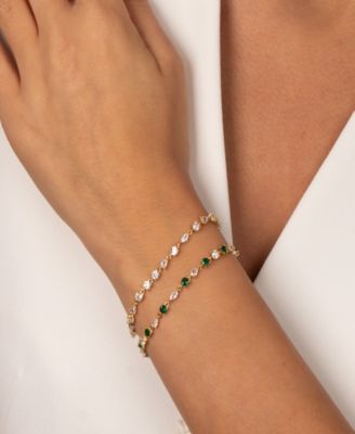 Colored Cubic Zirconia Gold Plated Tennis Bracelet Combo Set