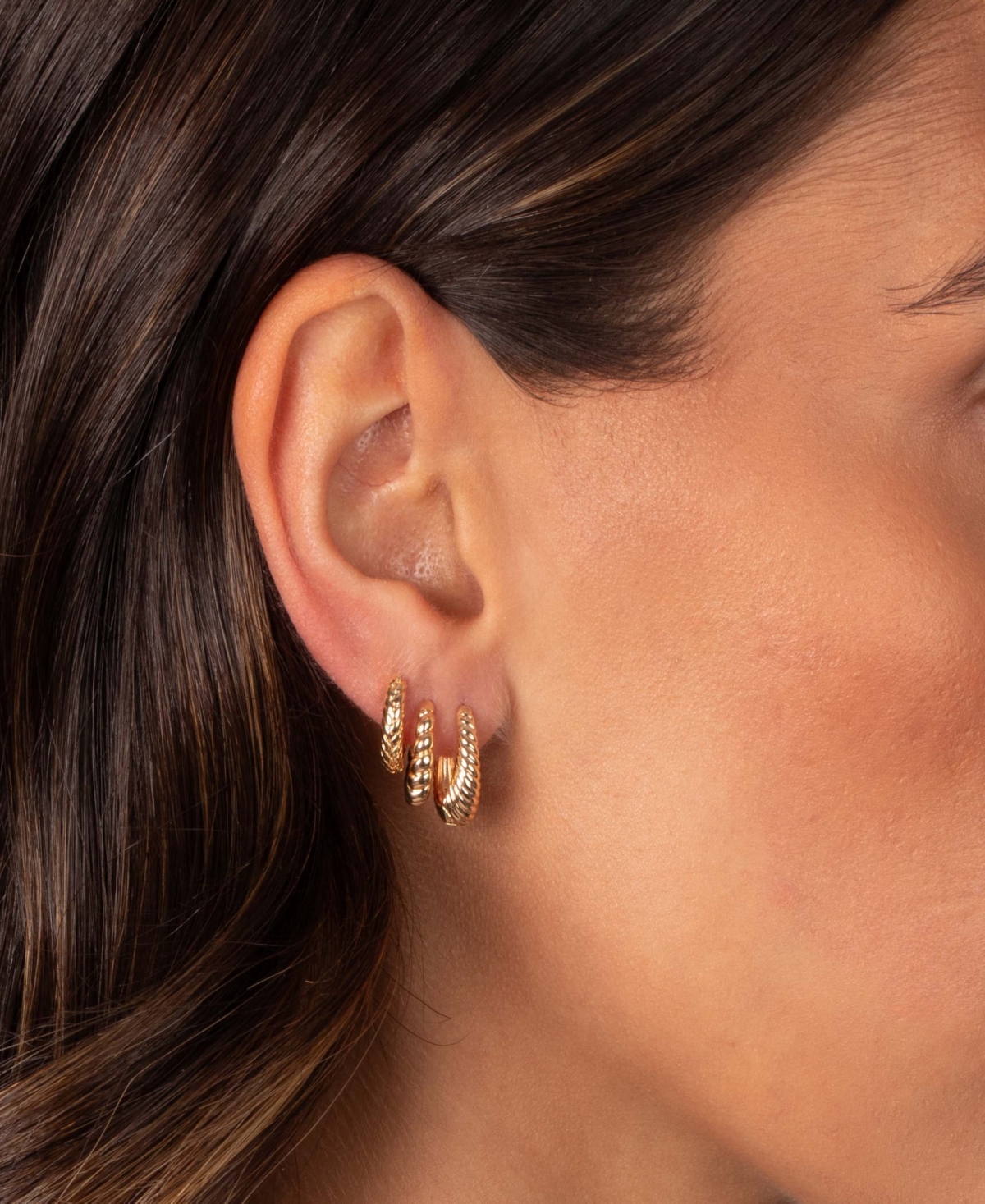 by Adina Eden All The Solids Gold Plated Huggie Earring Combo Set