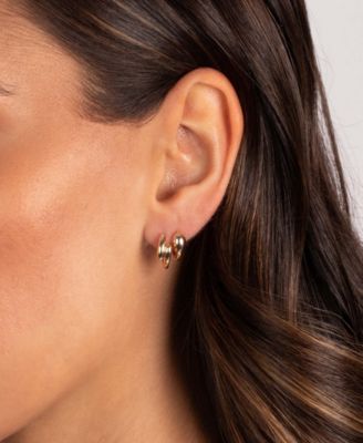 Solid Snake Gold Plated Huggie Earring Combo Set