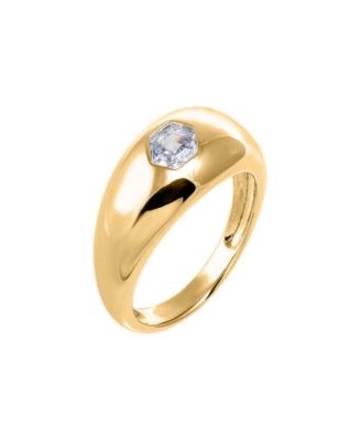 Octagon Cubic Zirconia Gold Plated Jumbo Puff Ring